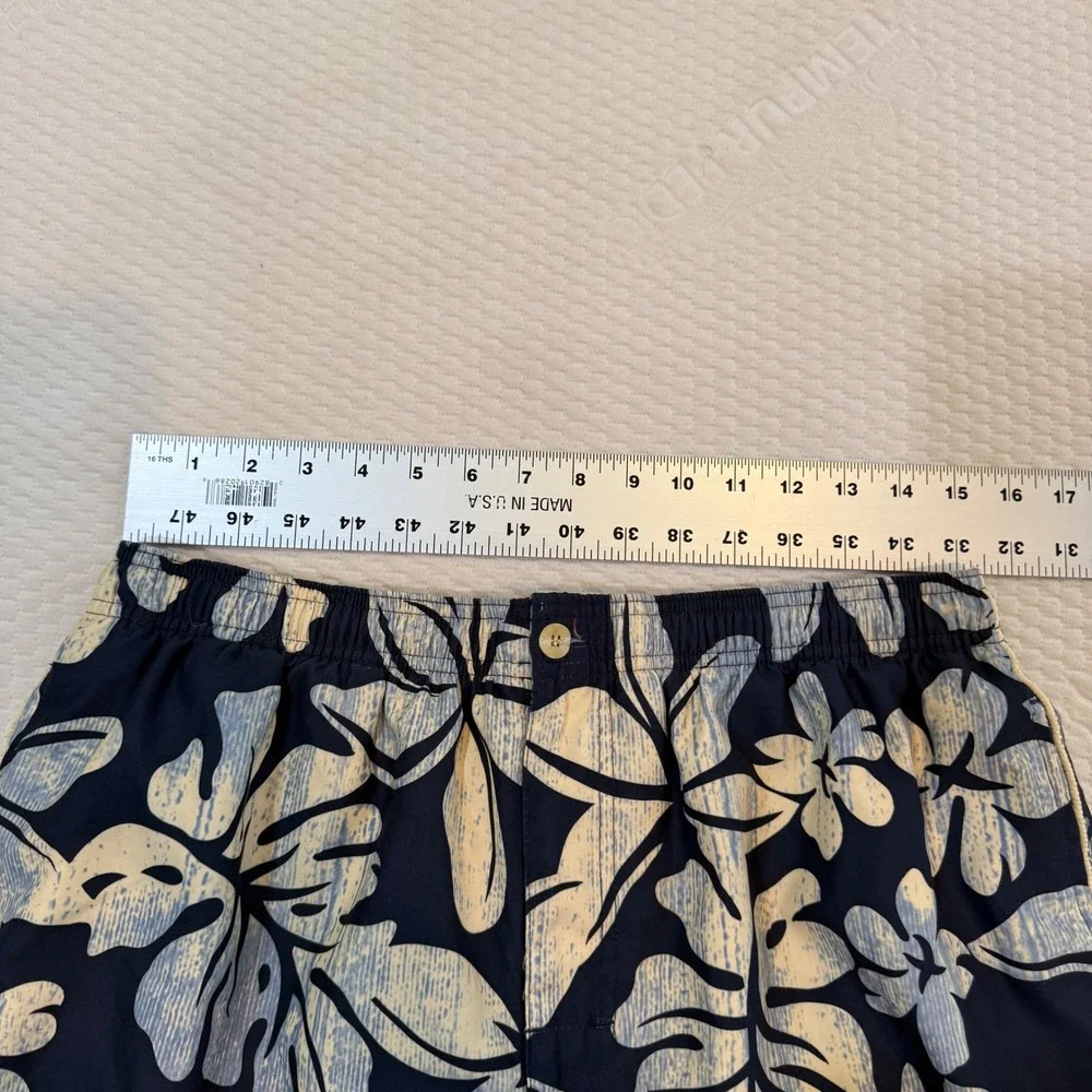 Nat Nast Swim Trunks Mens Large Navy Blue Floral Tropical Hibiscus Mesh Lined